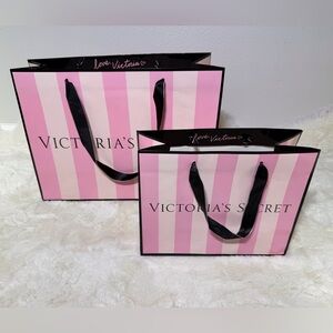 Victoria's Secret Gift Bag Pink Striped Large & Medium Shopping Bags